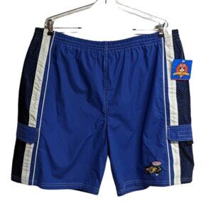 WB Looney Tunes Trunks Men Large Taz & Marvin Martian Swim Shorts Blue L NWT